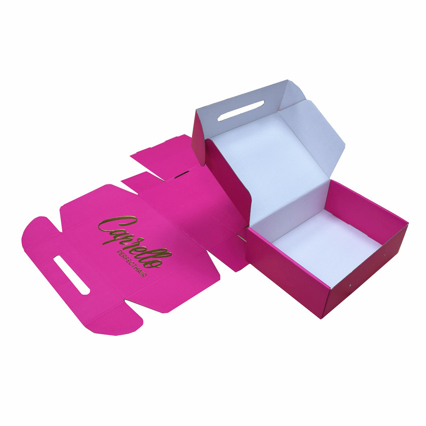 Hot pink corrugated hair box